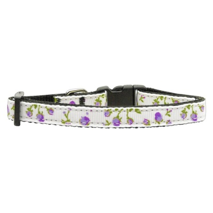 Roses Nylon Ribbon Collar Purple Small