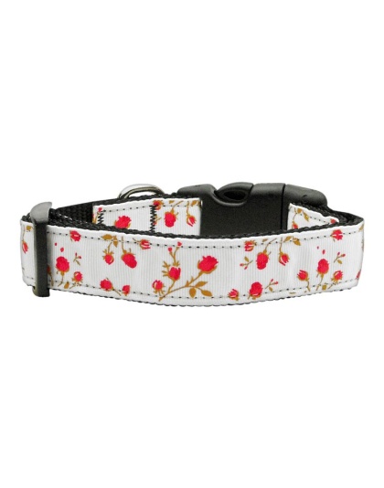 Roses Nylon Ribbon Collar Red Large