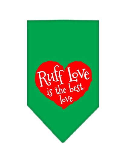 Ruff Love Screen Print Bandana Emerald Green Large