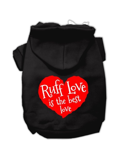 Ruff Love Screen Print Pet Hoodies Black Size Lg