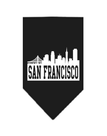 San Francisco Skyline Screen Print Bandana Black Large