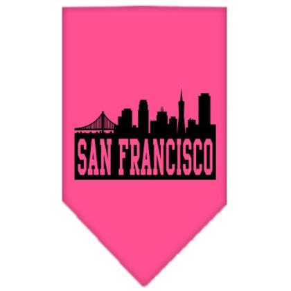 San Francisco Skyline Screen Print Bandana Bright Pink Large