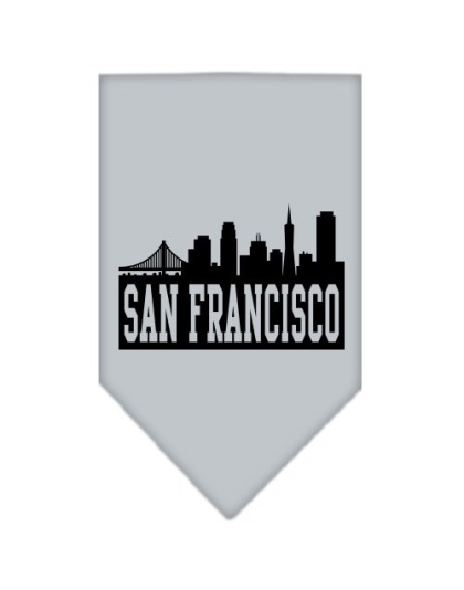 San Francisco Skyline Screen Print Bandana Grey Large