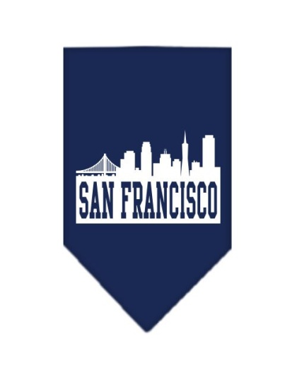 San Francisco Skyline Screen Print Bandana Navy Blue large