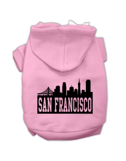 San Francisco Skyline Screen Print Pet Hoodies Light Pink Size Lg