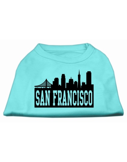 San Francisco Skyline Screen Print Shirt Aqua Lg