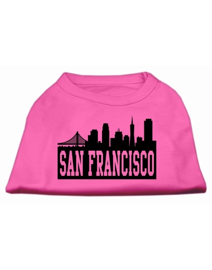 San Francisco Skyline Screen Print Shirt Bright Pink Lg