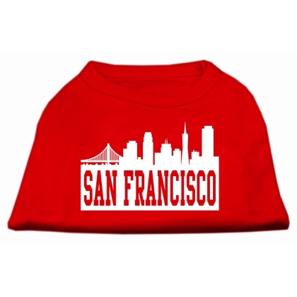 San Francisco Skyline Screen Print Shirt Red Lg