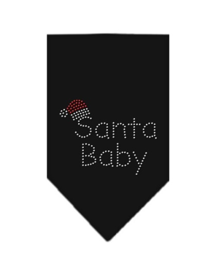 Santa Baby Rhinestone Bandana Black Large