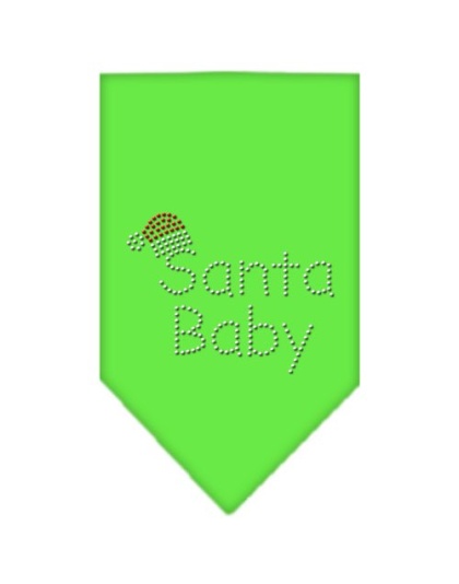 Santa Baby Rhinestone Bandana Lime Green Large