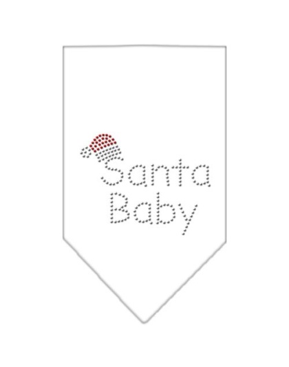 Santa Baby Rhinestone Bandana White Large