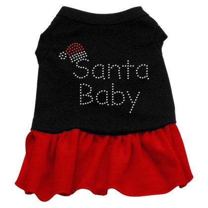 Santa Baby Rhinestone Dress Black with Red Lg