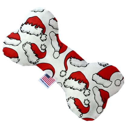 Santa Hats 10 Inch Canvas Bone Dog Toy