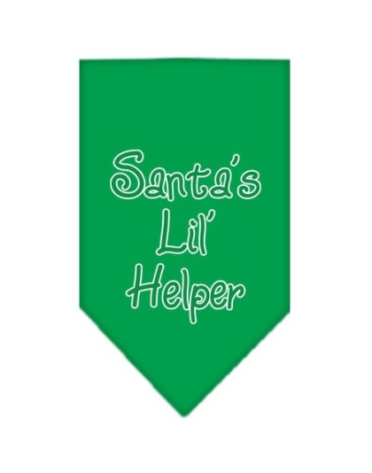 Santa Lil Helper Screen Print Bandana Emerald Green Large