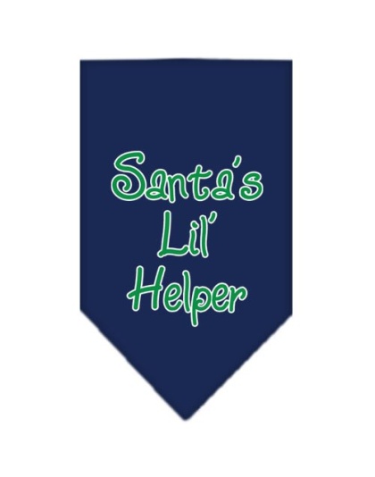 Santa Lil Helper Screen Print Bandana Navy Blue large