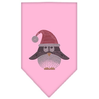 Santa Penguin Rhinestone Bandana Light Pink Large