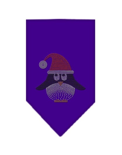 Santa Penguin Rhinestone Bandana Purple Large