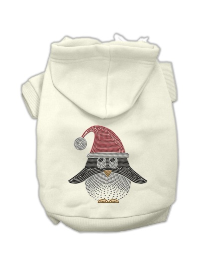 Santa Penguin Rhinestone Hoodies Cream L