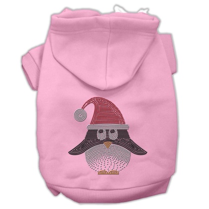 Santa Penguin Rhinestone Hoodies Pink L