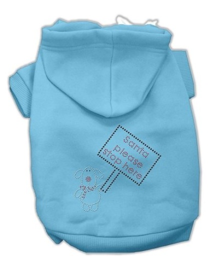 Santa Stop Here Hoodies Baby Blue L