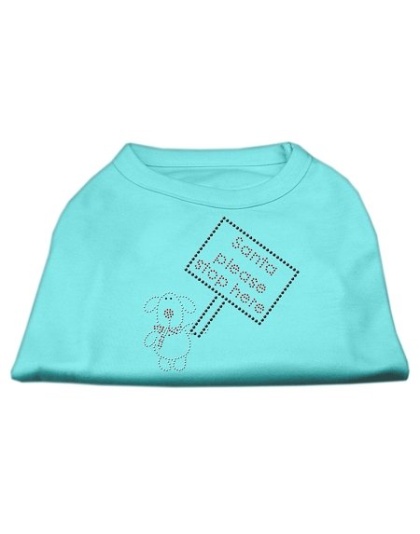 Santa Stop Here Shirts Aqua LG