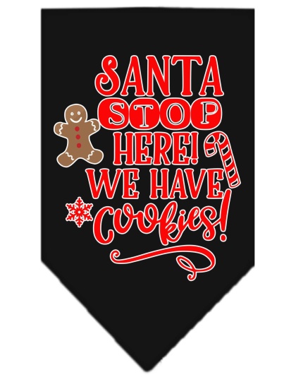 Santa, We Have Cookies Screen Print Bandana Black Large