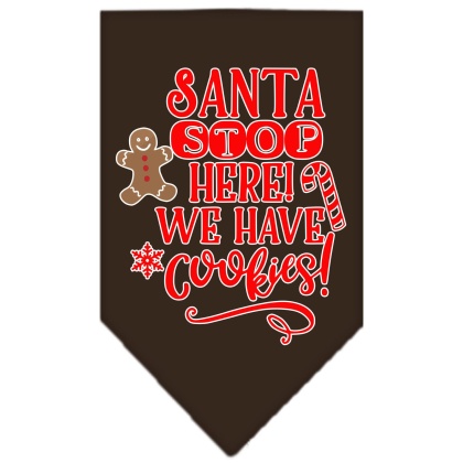 Santa, We Have Cookies Screen Print Bandana Cocoa Large