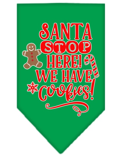 Santa, We Have Cookies Screen Print Bandana Emerald Green Large