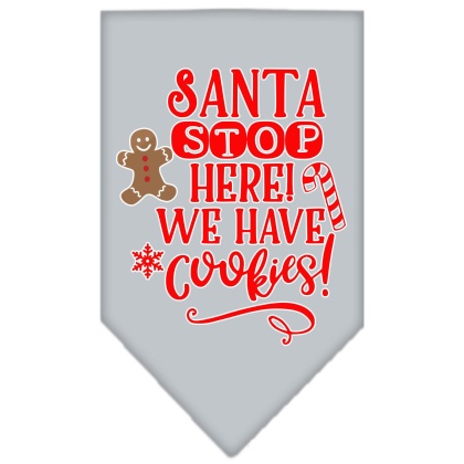 Santa, We Have Cookies Screen Print Bandana Grey Large