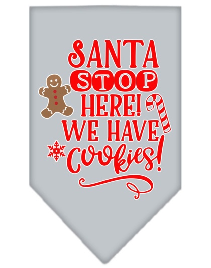 Santa, We Have Cookies Screen Print Bandana Grey Large