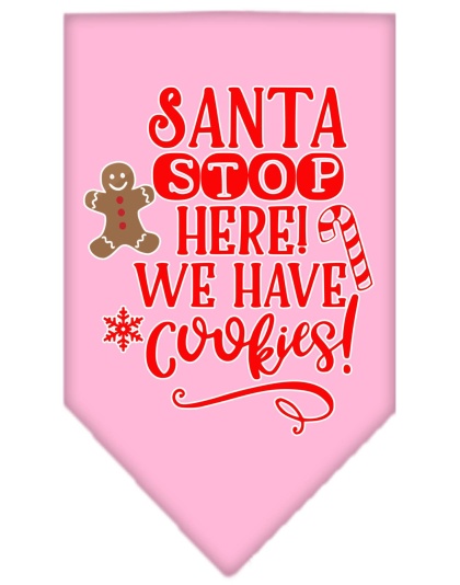 Santa, We Have Cookies Screen Print Bandana Light Pink Large