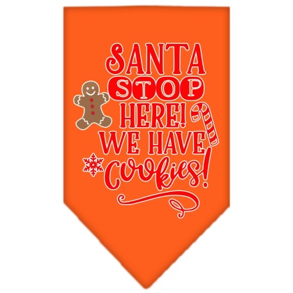 Santa, We Have Cookies Screen Print Bandana Orange Large