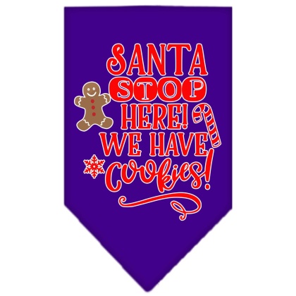 Santa, We Have Cookies Screen Print Bandana Purple Large