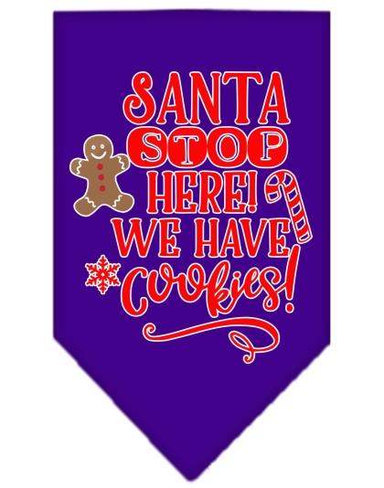 Santa, We Have Cookies Screen Print Bandana Purple Large