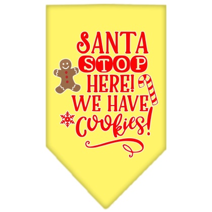 Santa, We Have Cookies Screen Print Bandana Yellow Large