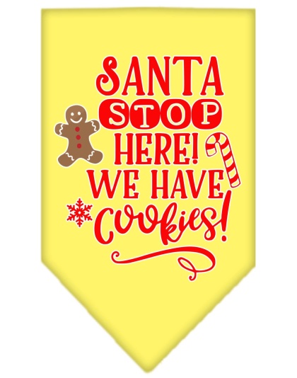 Santa, We Have Cookies Screen Print Bandana Yellow Large