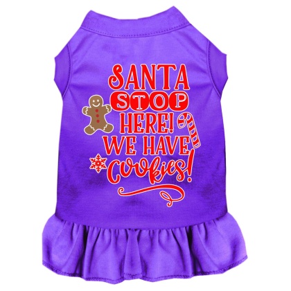 Santa, We Have Cookies Screen Print Dog Dress Purple 4X