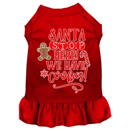 Santa, We Have Cookies Screen Print Dog Dress Red 4X