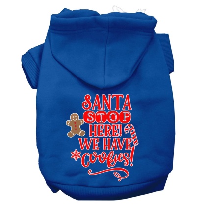 Santa, We Have Cookies Screen Print Dog Hoodie Blue L