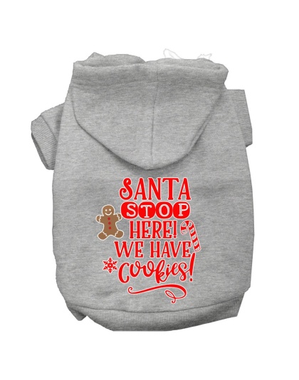 Santa, We Have Cookies Screen Print Dog Hoodie Grey L