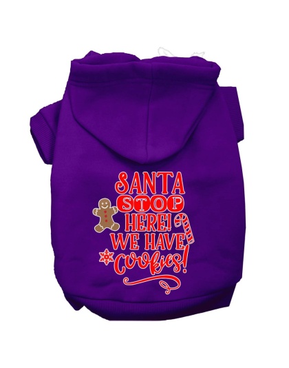 Santa, We Have Cookies Screen Print Dog Hoodie Purple L