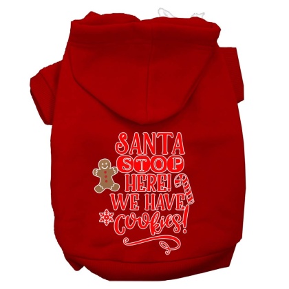 Santa, We Have Cookies Screen Print Dog Hoodie Red L