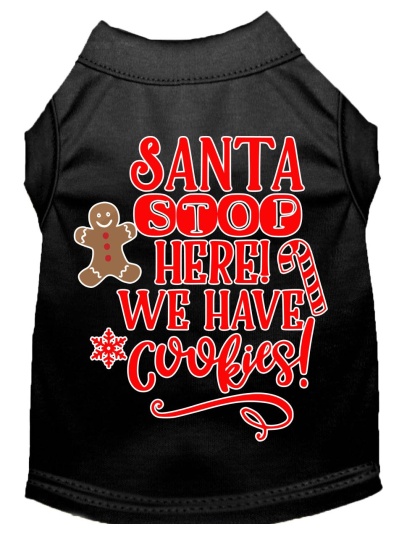 Santa, We Have Cookies Screen Print Dog Shirt Black Lg