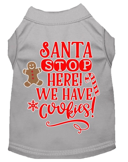 Santa, We Have Cookies Screen Print Dog Shirt Grey Lg