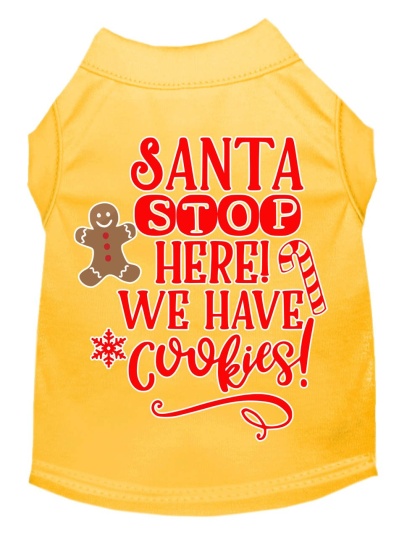 Santa, We Have Cookies Screen Print Dog Shirt Yellow Lg