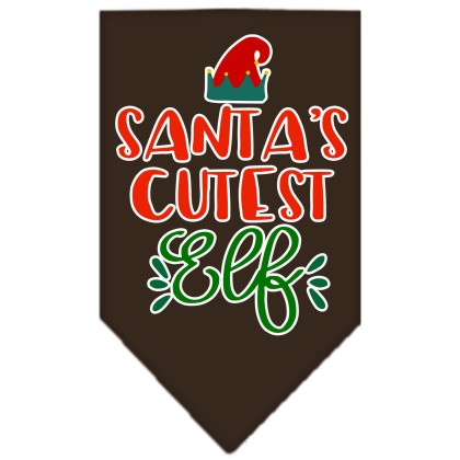 Santa's Cutest Elf Screen Print Bandana Cocoa Large