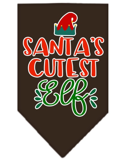 Santa's Cutest Elf Screen Print Bandana Cocoa Large