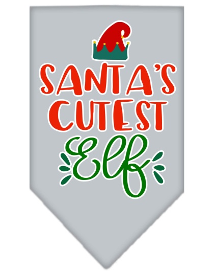 Santa's Cutest Elf Screen Print Bandana Grey Large