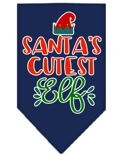 Santa's Cutest Elf Screen Print Bandana Navy Blue large