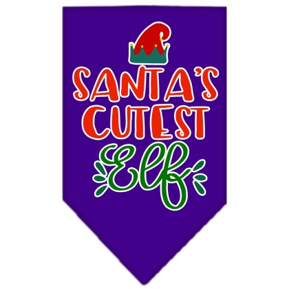 Santa's Cutest Elf Screen Print Bandana Purple Large